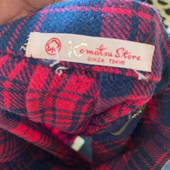 Komatsu Store vintage Plaid skirt waist 12.5”, length 25”small/XS pink blue midi - Picture 4 of 5